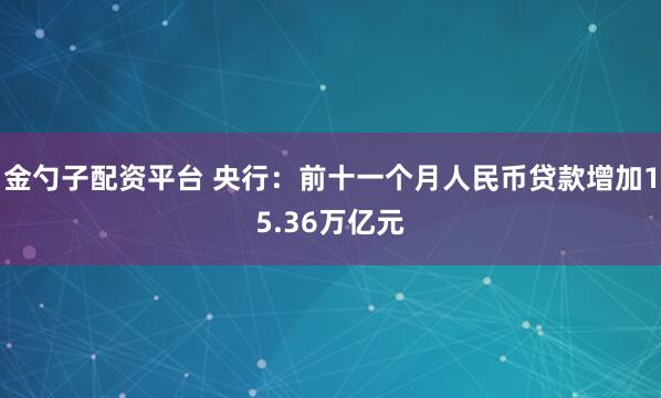 金勺子配资平台 央行：前十一个月人民币贷款增加15.36万亿元