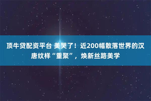 顶牛贷配资平台 美哭了！近200幅散落世界的汉唐纹样“重聚”，焕新丝路美学